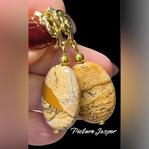 Picture jasper artisan earrings-NWOT-lever backs